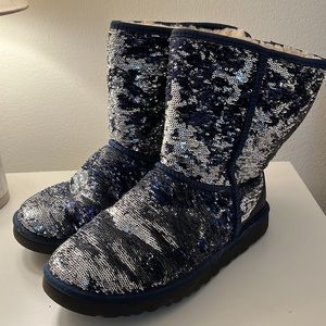 Blue sequin classic ugh boots size 9